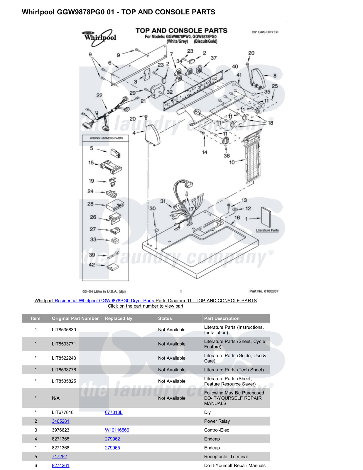Whirlpool GGW9878PG0 Parts Diagram