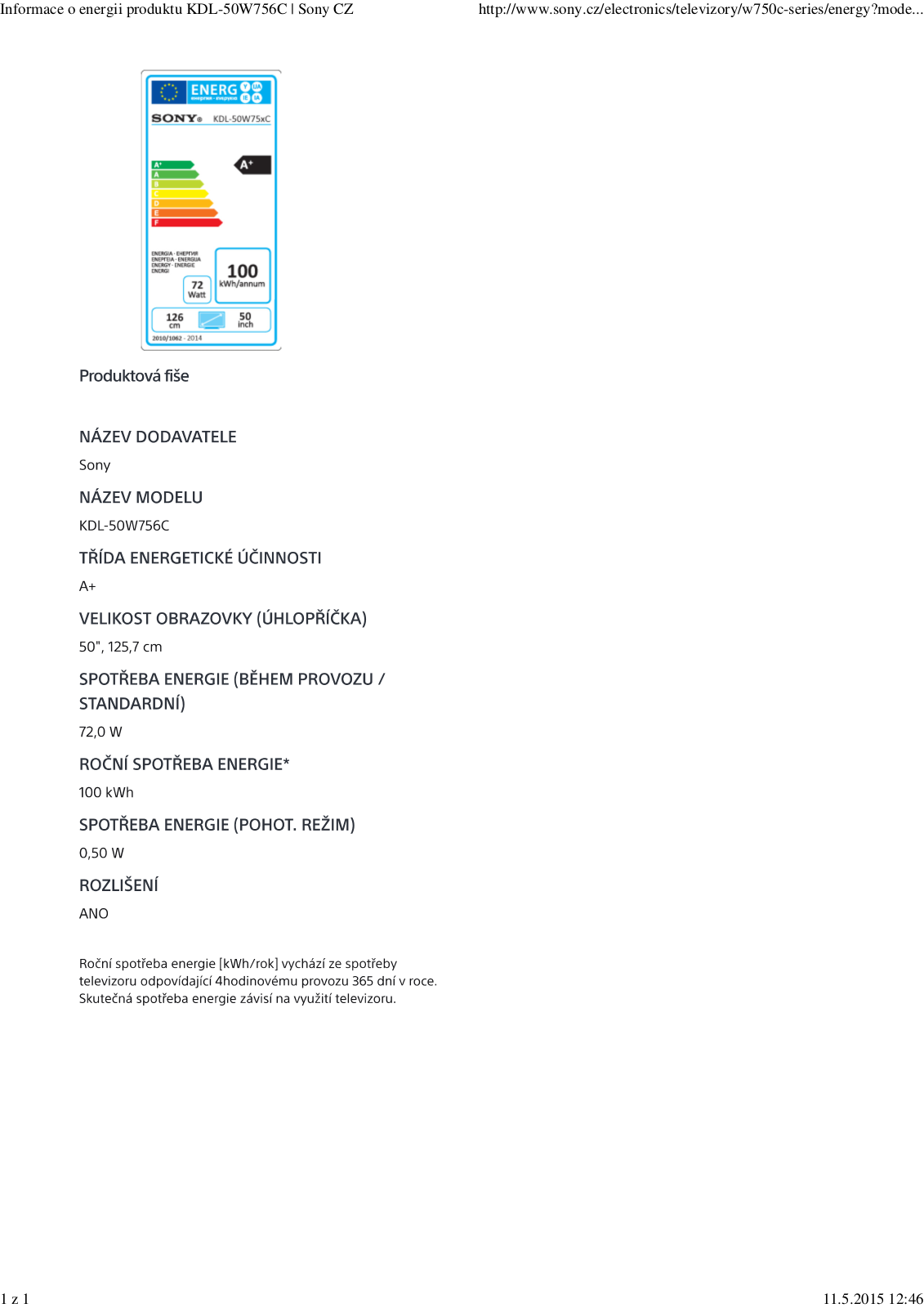 Sony KDL-50W756 User Manual