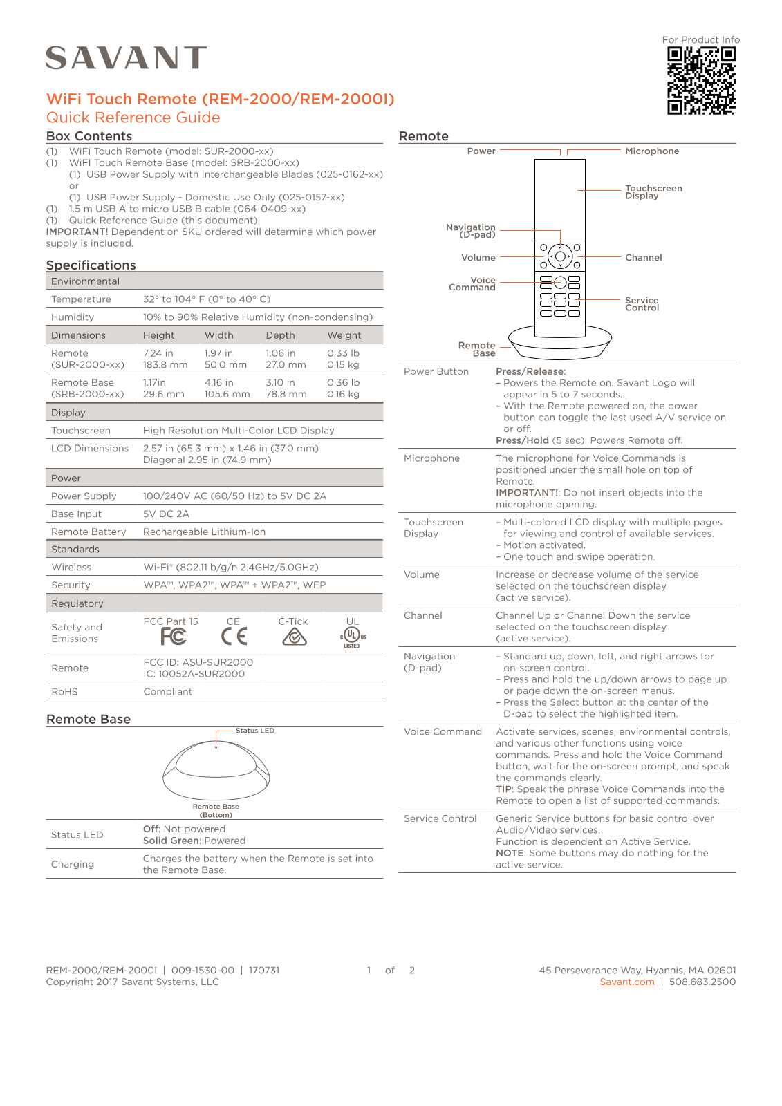 Savant Systems SUR2000 User Manual