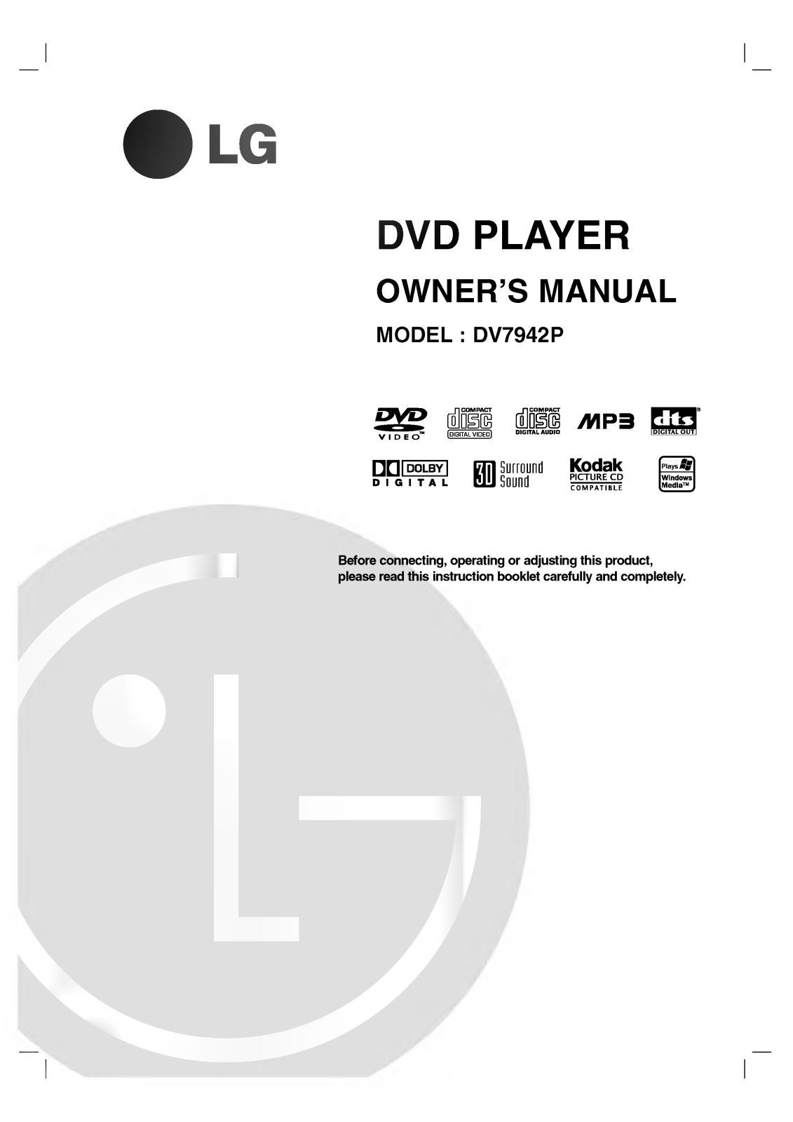 LG DV7942PM Owner’s Manual