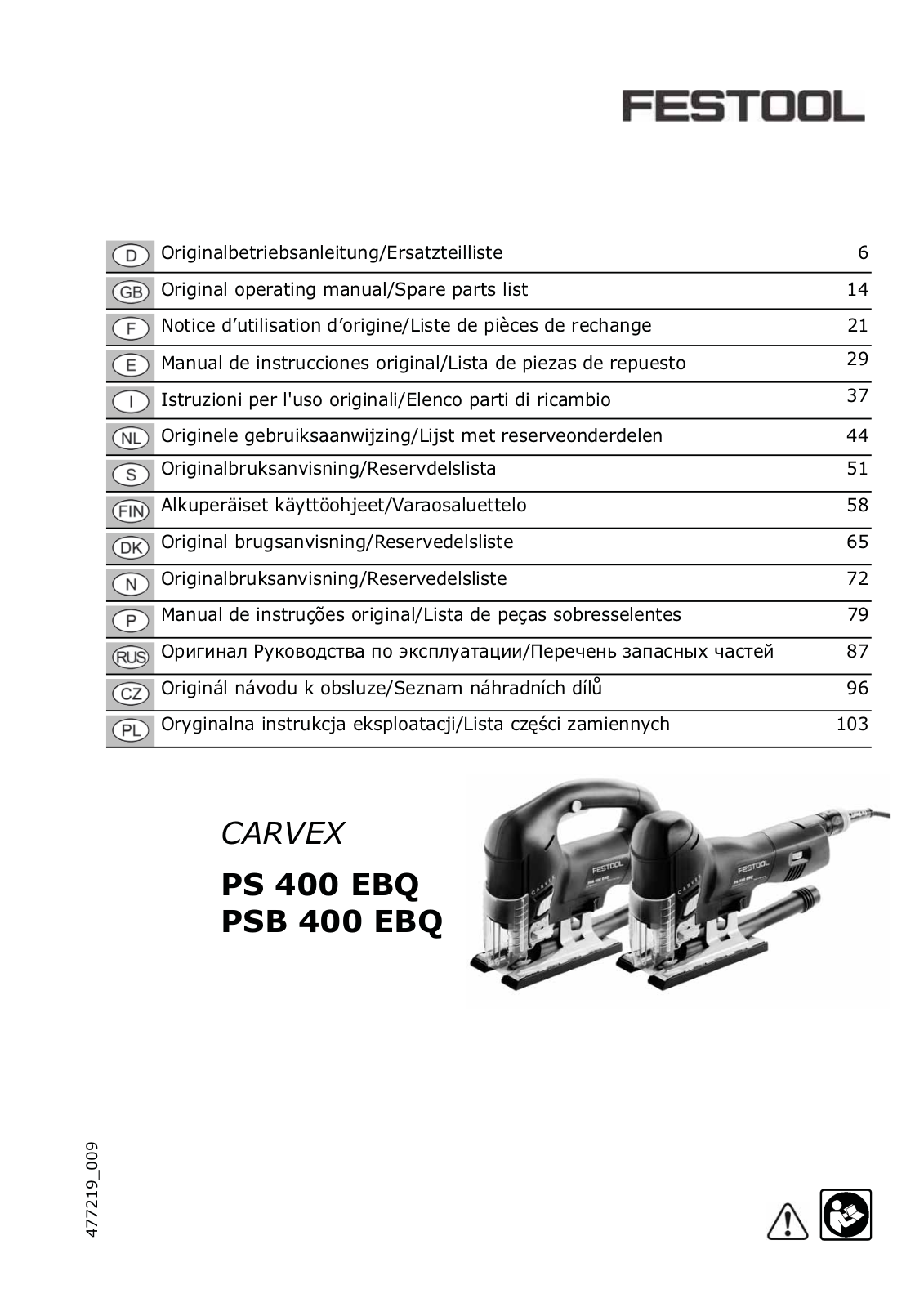 Festool PSB-400-EBQ User Manual