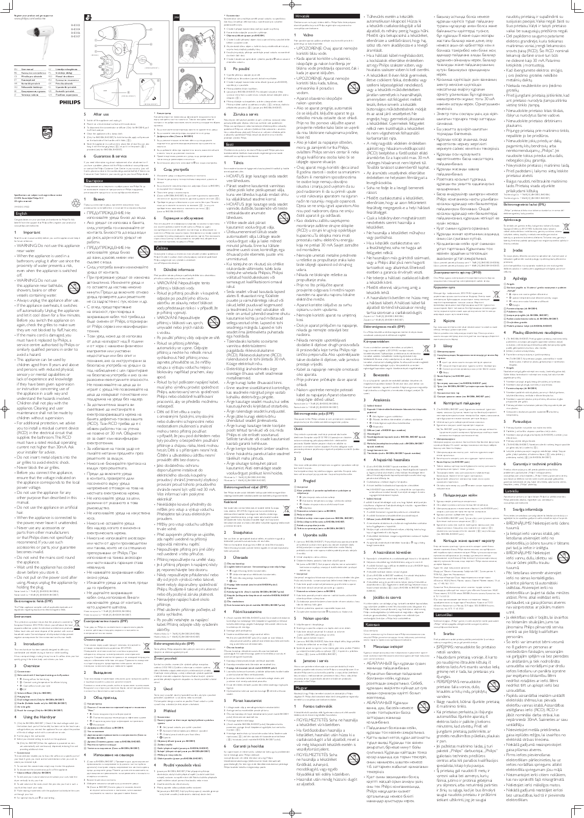 Philips BHD007-00, BHD002-00 Operating Instructions