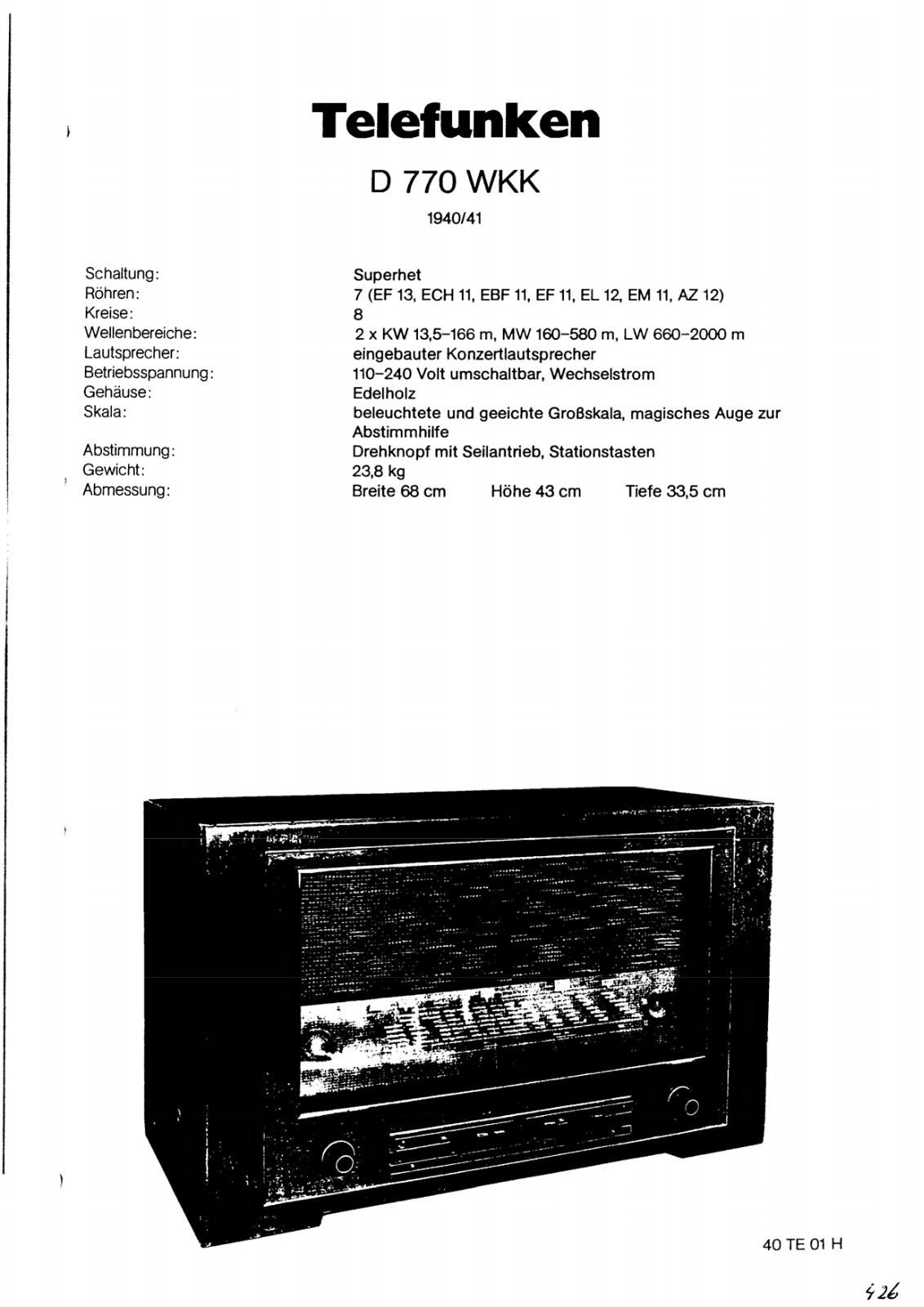 Telefunken D770-WKK Schematic