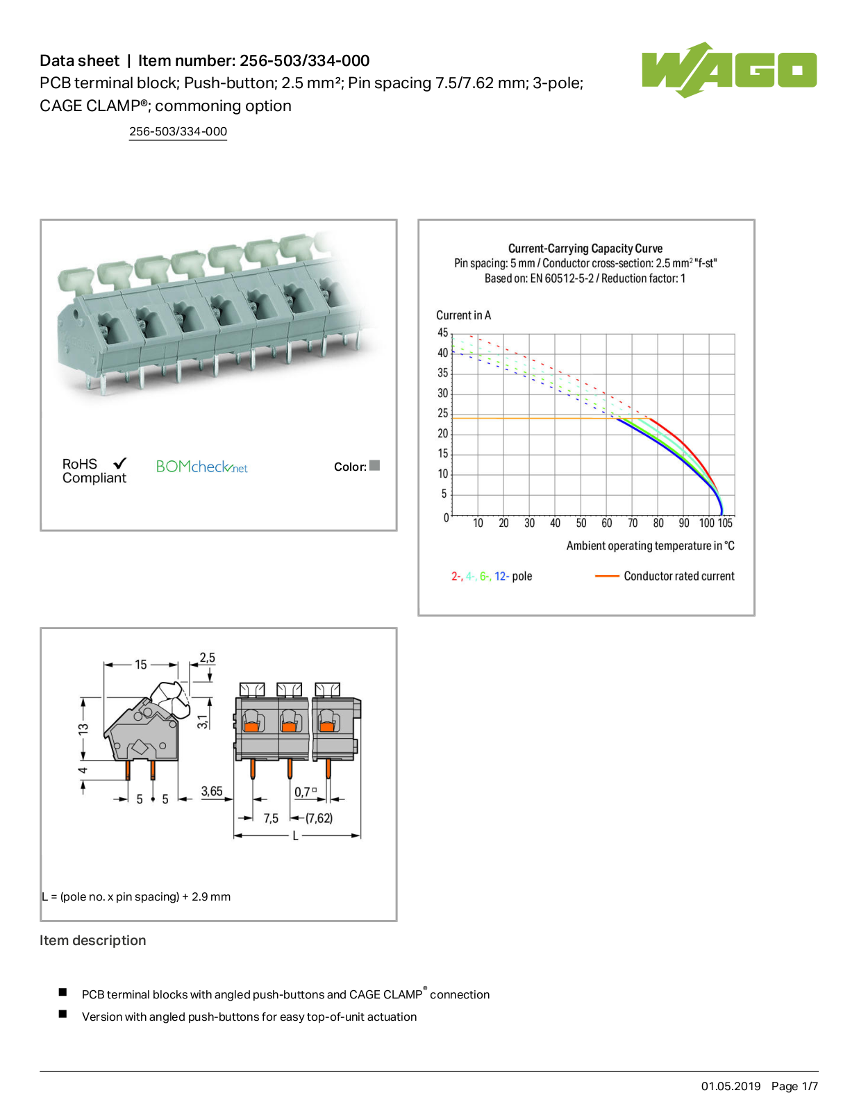 Wago 256-503/334-000 Data Sheet