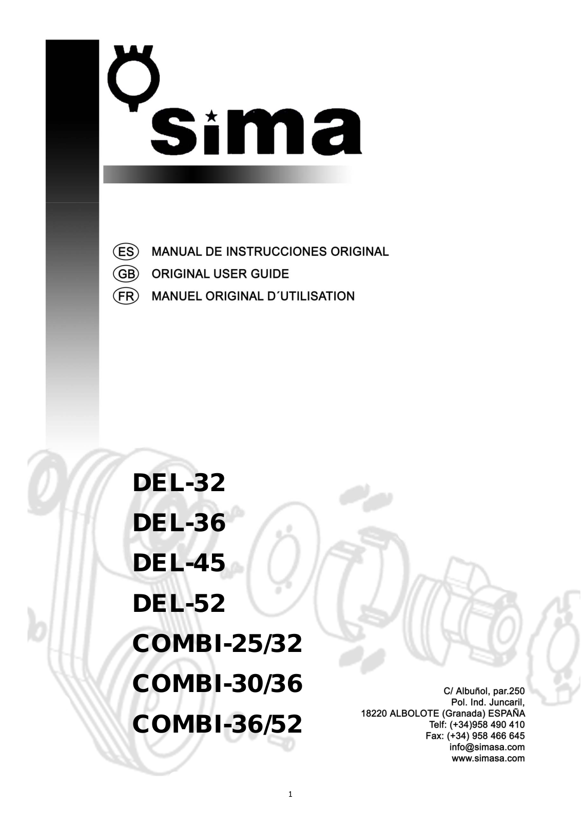SIMA DEL-32, DEL-36, DEL-45, DEL-52, COMBI-25/32 User manual - ManualMachine.com