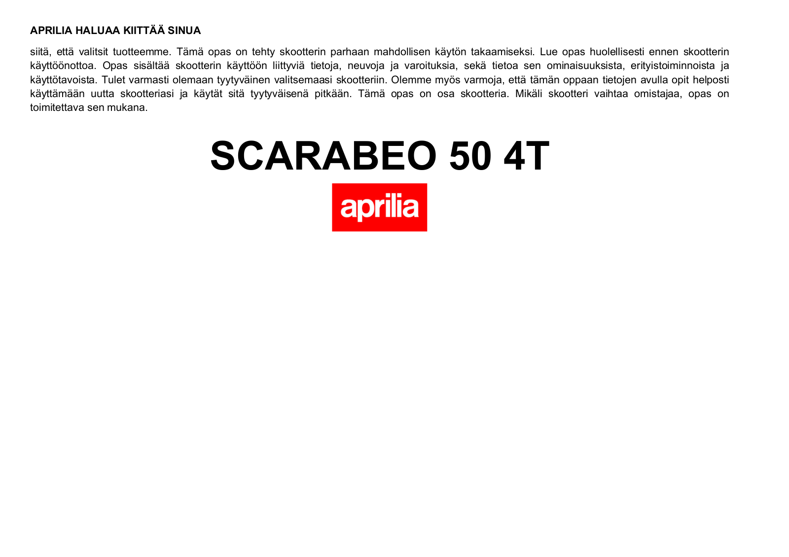 Aprilia SCARABEO 50 4T User Manual