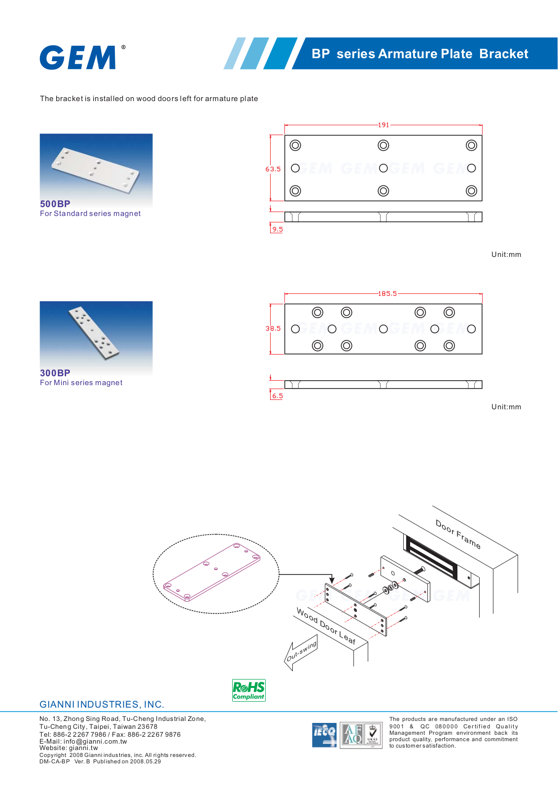 Gianni Industries 300BP, 500BP, BP User Manual