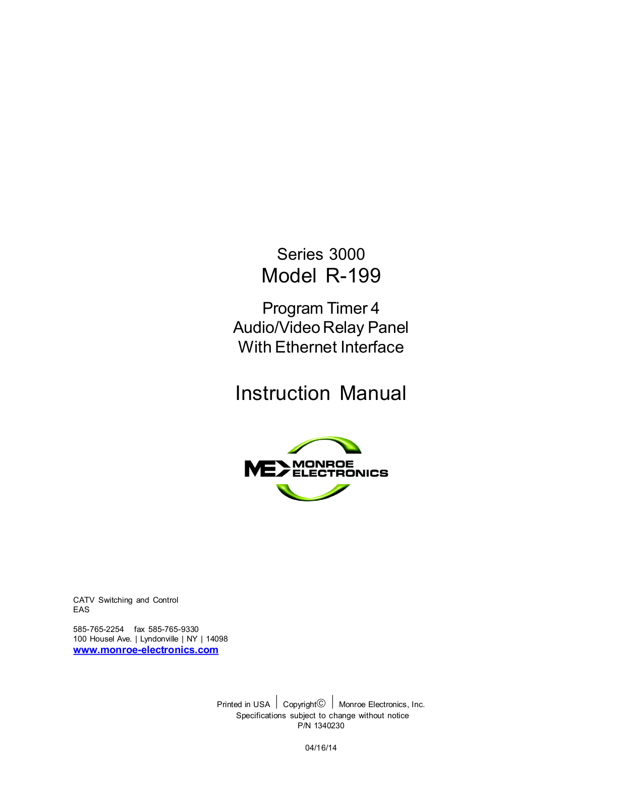 Monroe Electronics R199 User Manual