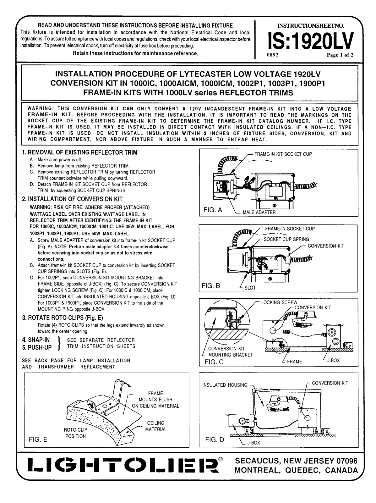 Lightolier 1920 User Manual - ManualMachine.com