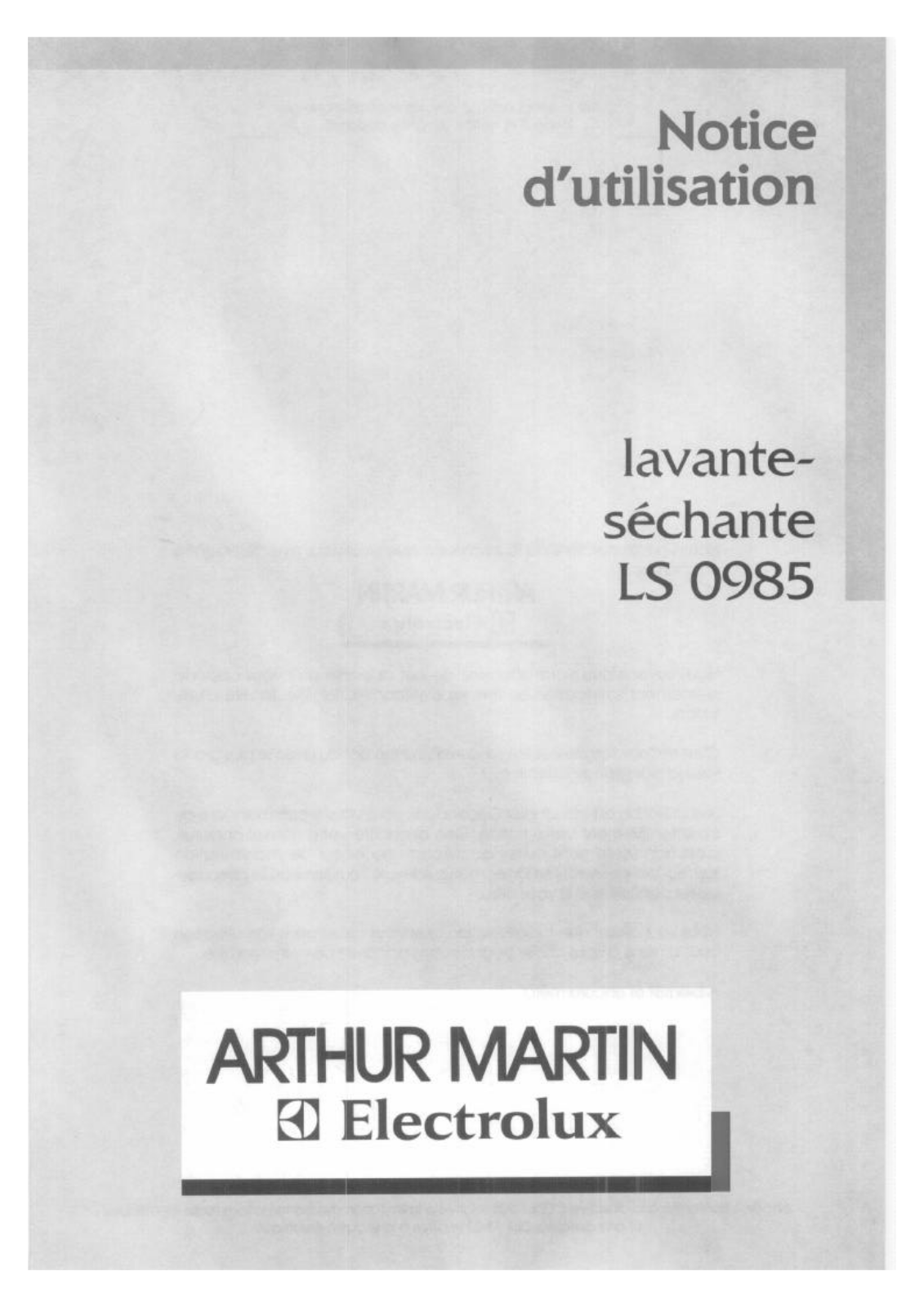 Arthur martin LS0985 User Manual