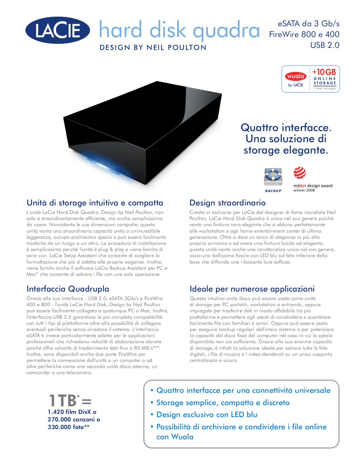 Lacie HARD DISK QUADRA DATASHEET