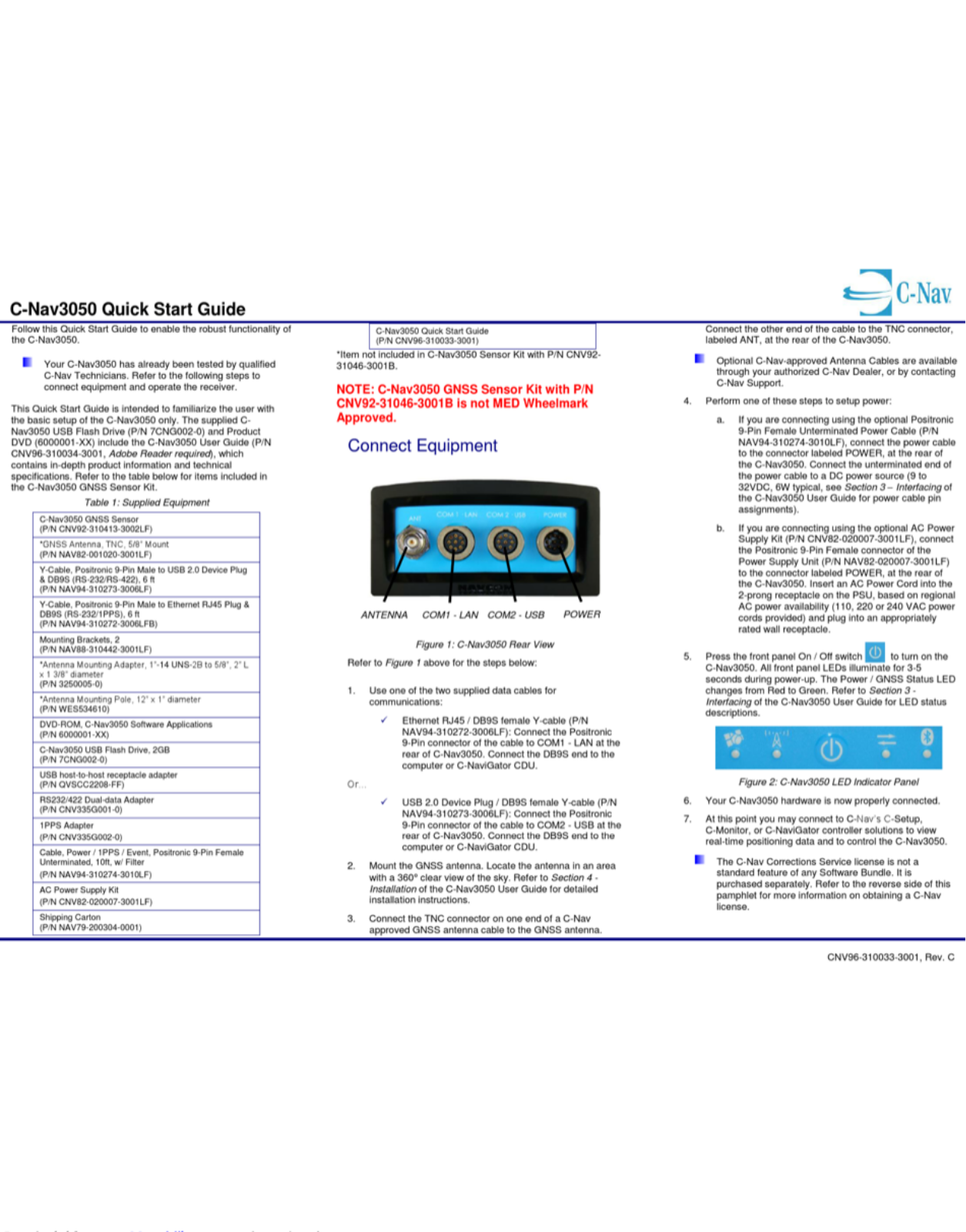 C-Nav 3050 Quick Start Guide