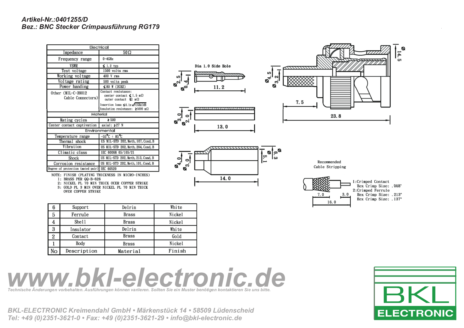BKL BNC 0401255D Datasheet - ManualMachine.com