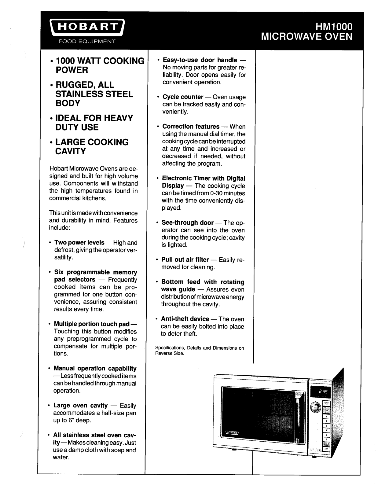 Hobart HM1000 User Manual