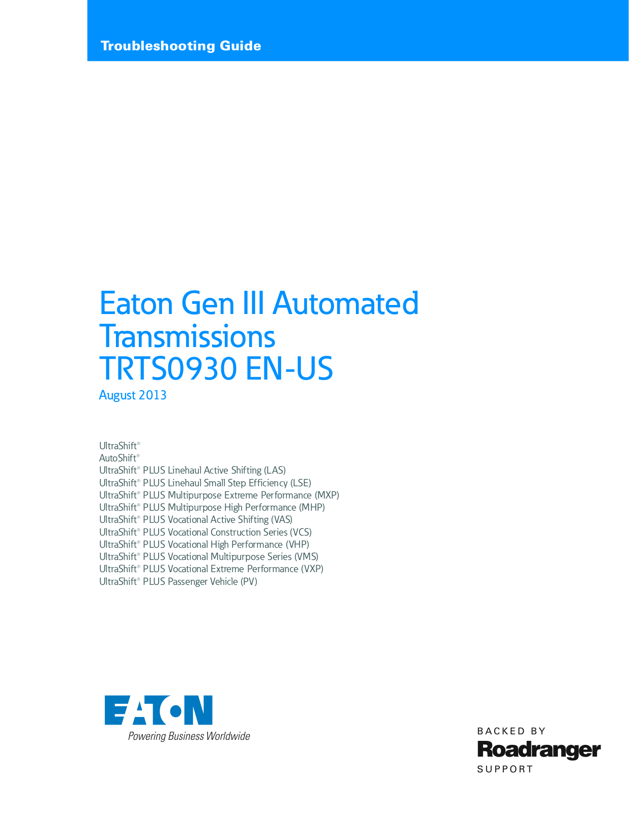 Eaton Transmission F-5405B-DM3 Service Manual