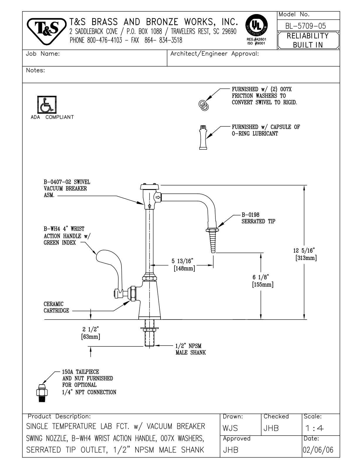 T&S Brass BL-5709-05 User Manual