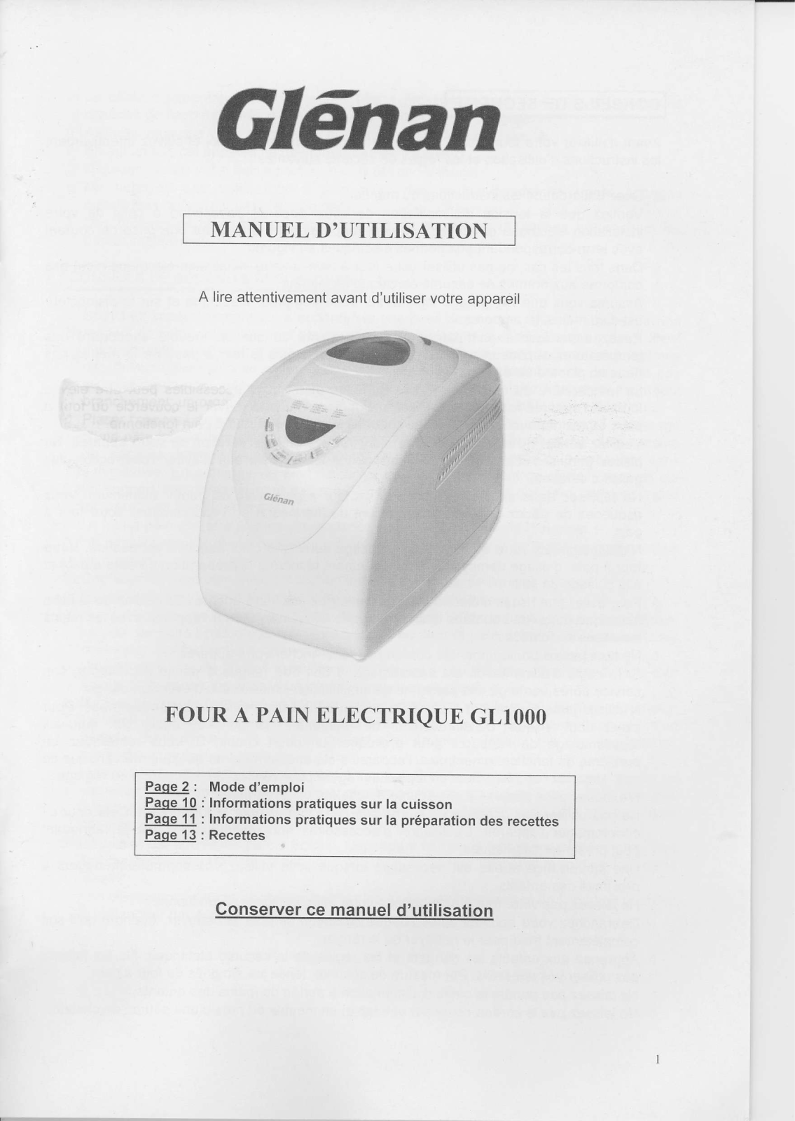 GLENAN GL 1000 User Manual - ManualMachine.com