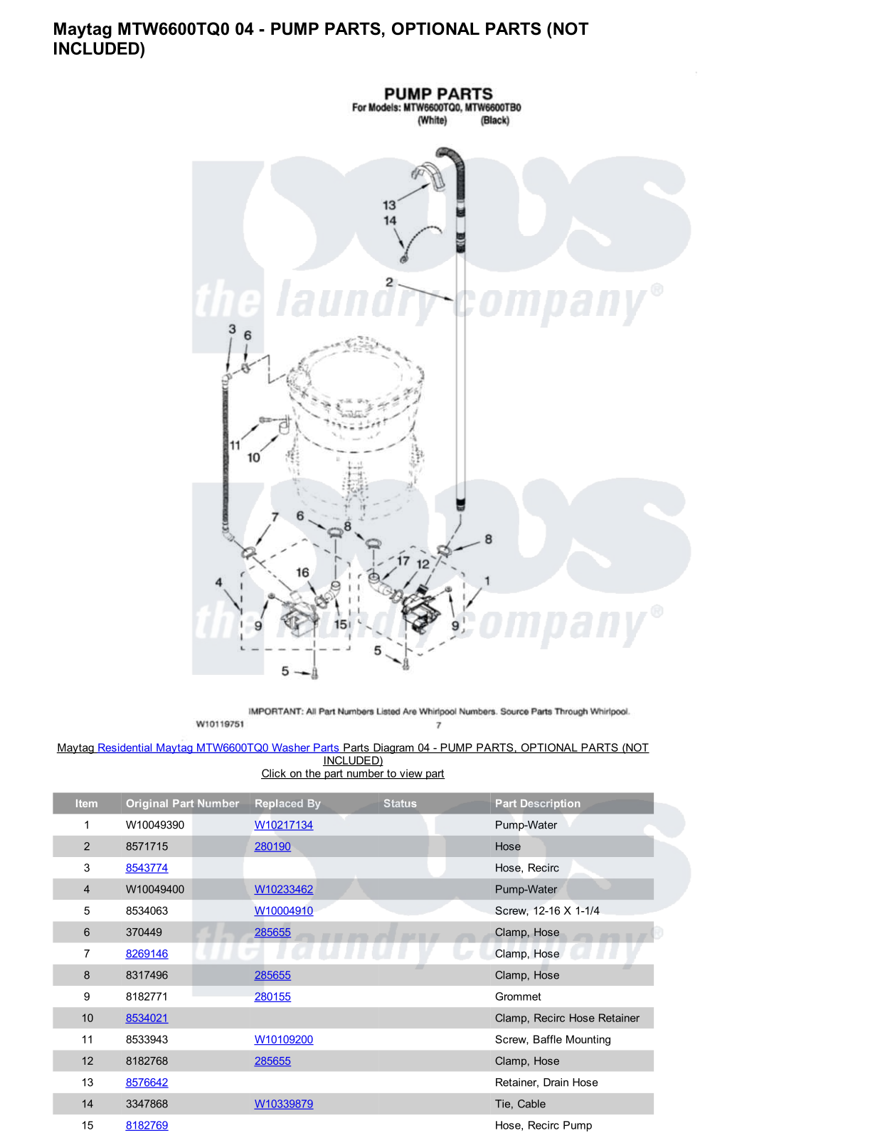 Maytag MTW6600TQ0 Parts Diagram