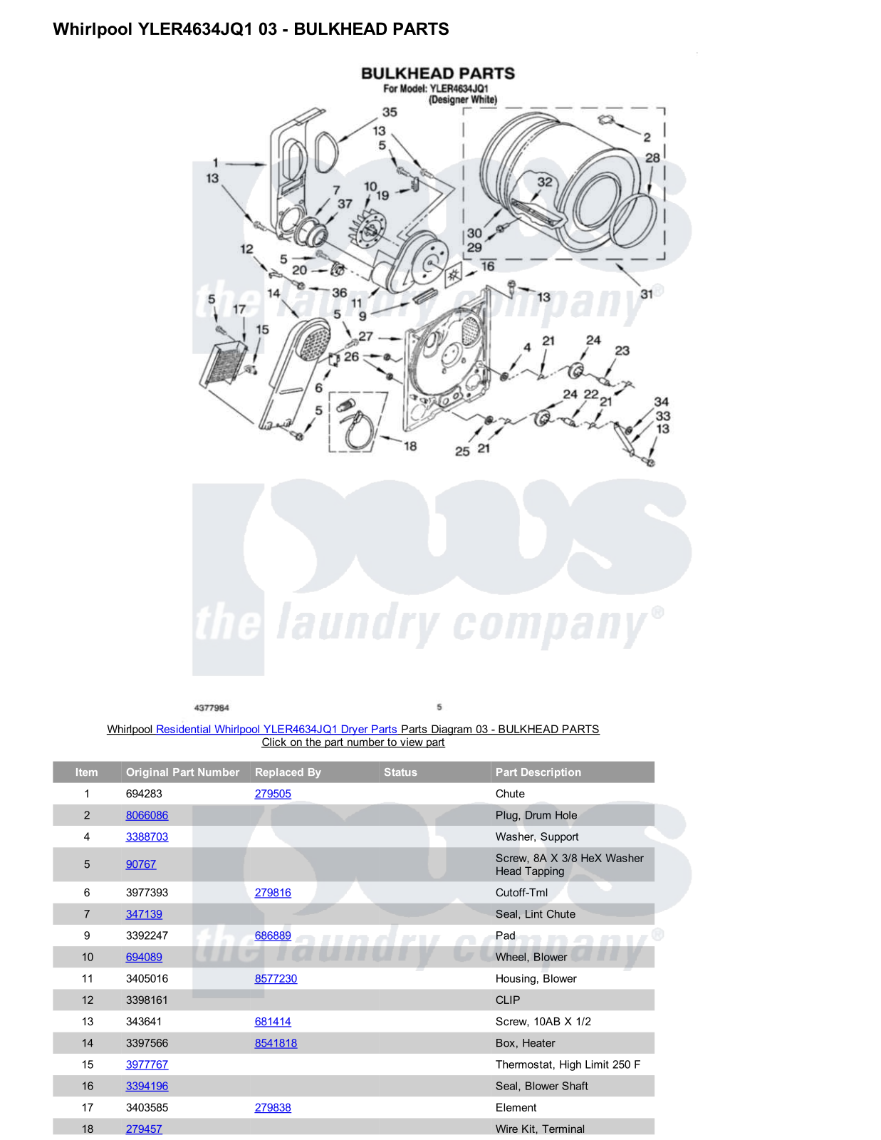 Whirlpool YLER4634JQ1 Parts Diagram