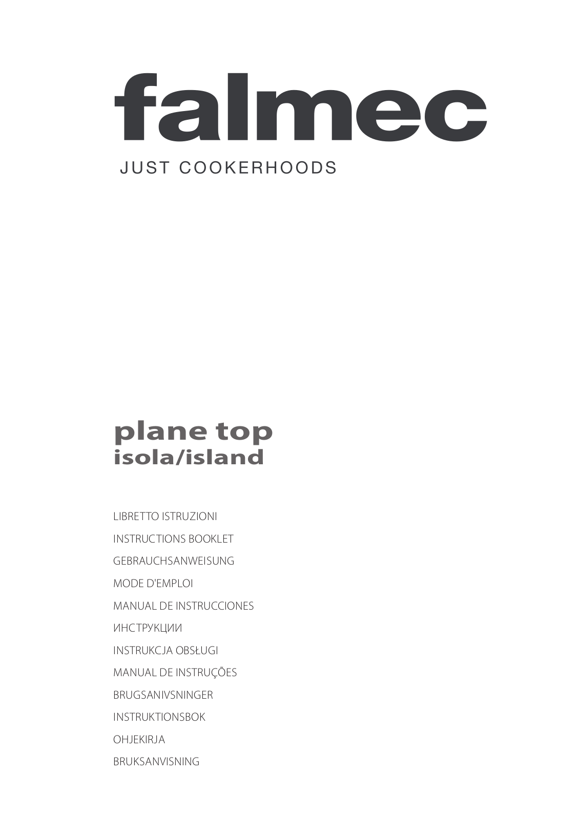 Falmec PLANE TOP ISOLA 90 INSTRUCTIONS BOOKLET