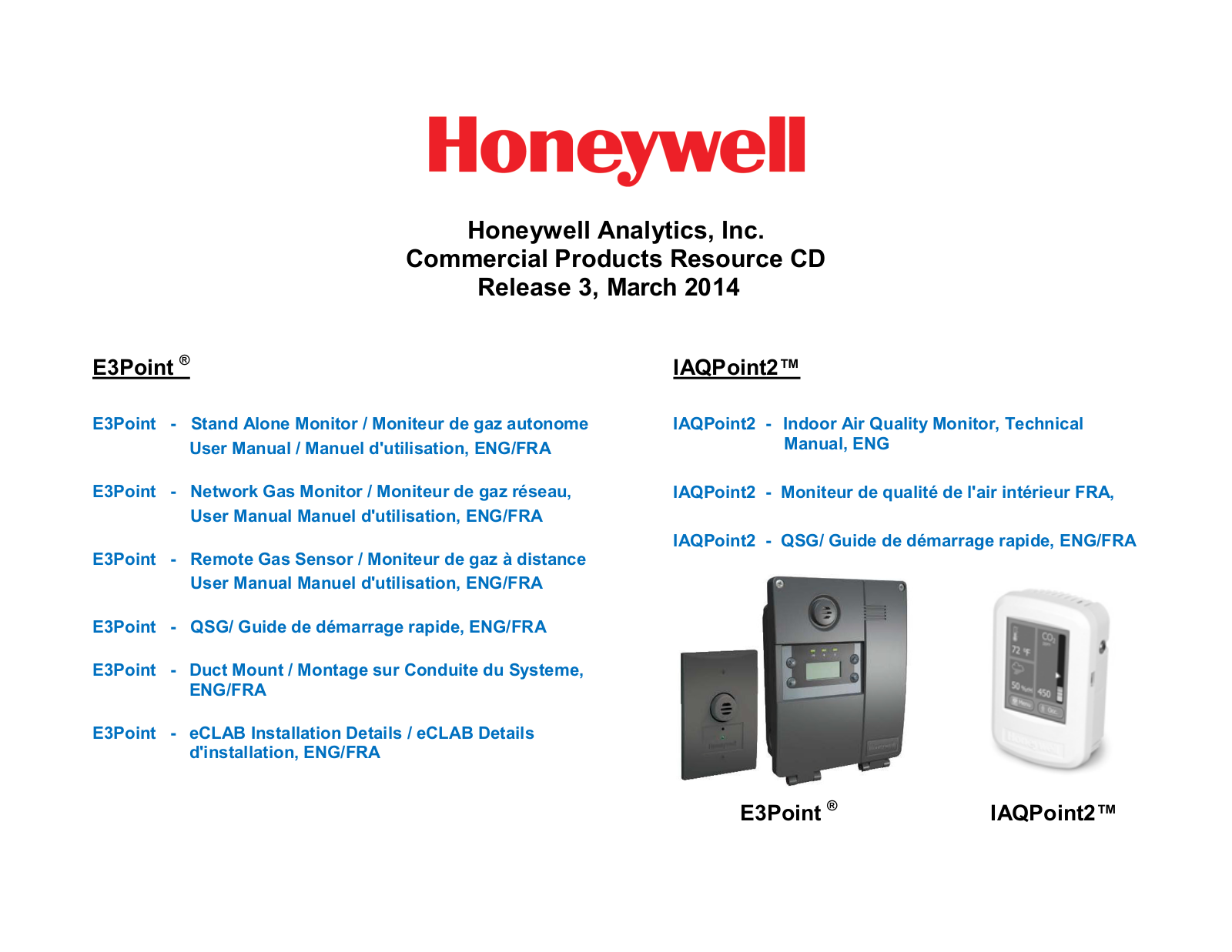 Honeywell IAQPoint2, E3Point User Manual