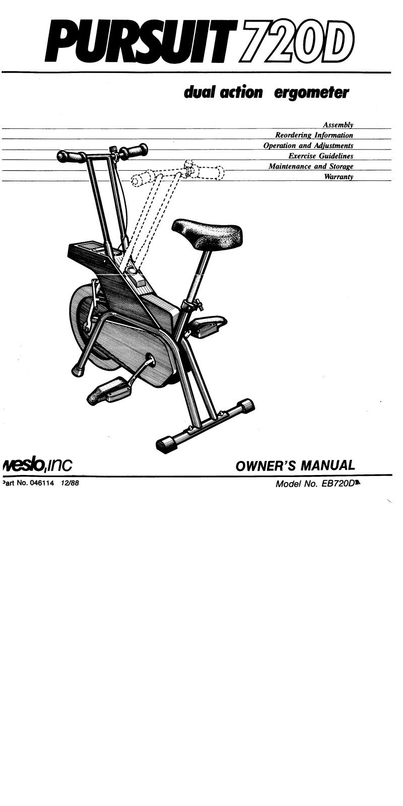 Weslo EB720D Owner's Manual