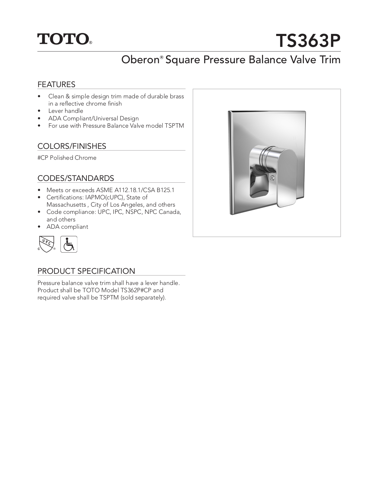 TOTO TOT5721 Specifications - ManualMachine.com