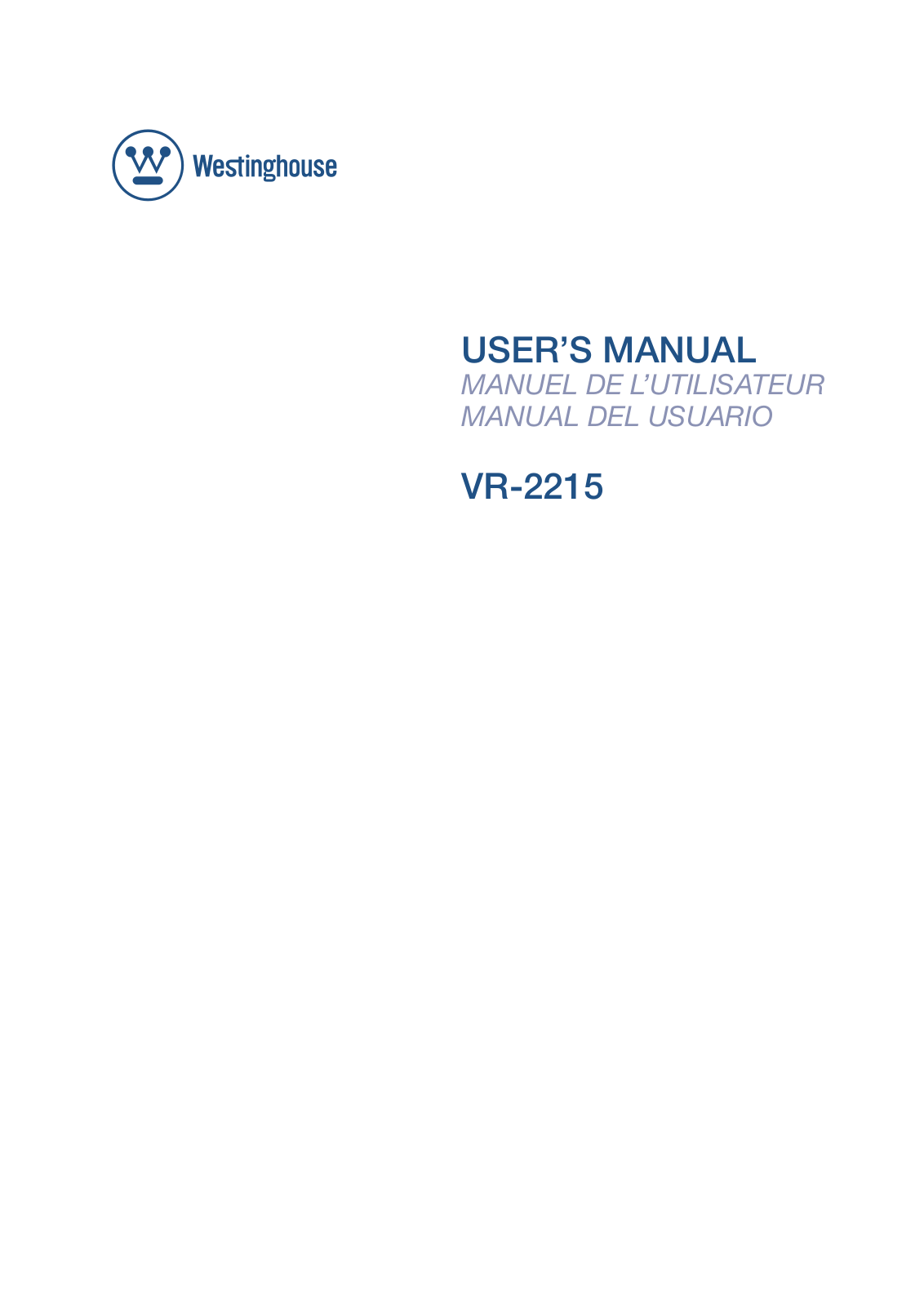 Westinghouse Digital VR-2215 User Manual