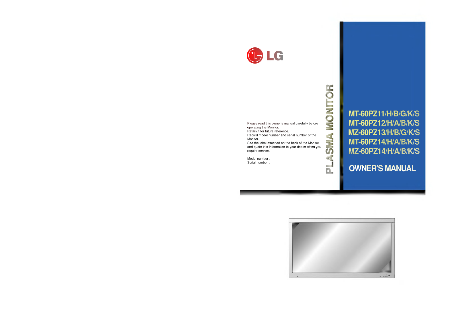 LG MT-60PZ12 User guide