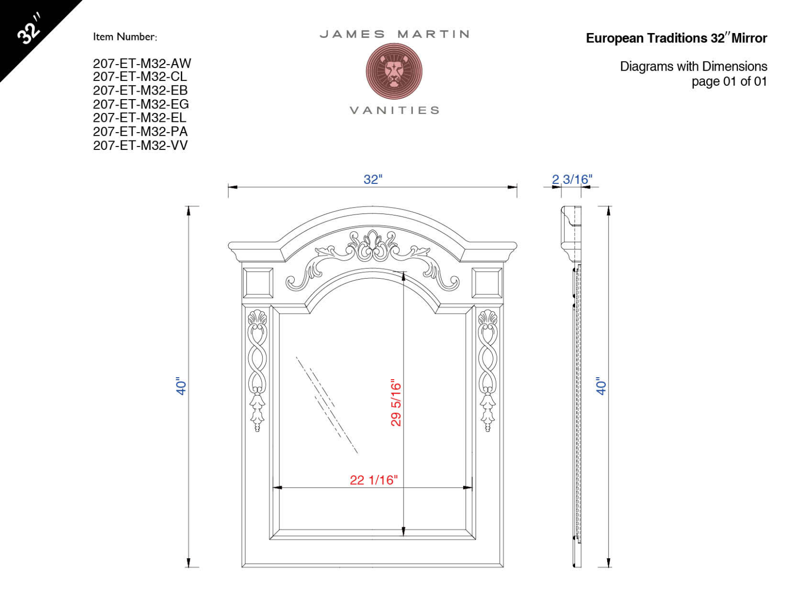 James Martin 207ETM32AW, 207ETM32EL, 207ETM32EB User Manual