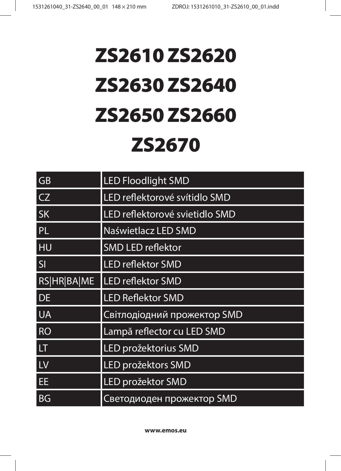 Emos ZS2610, ZS2620, ZS2630, ZS2640, ZS2650 User manual