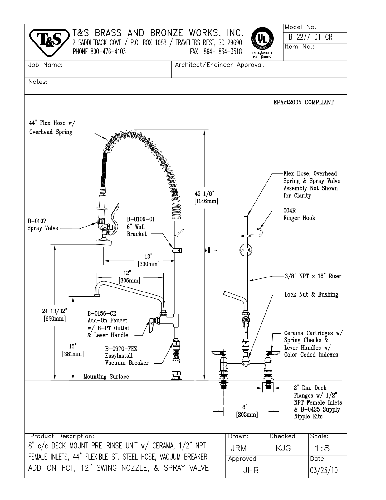 T&S Brass B-2277-01-CR User Manual