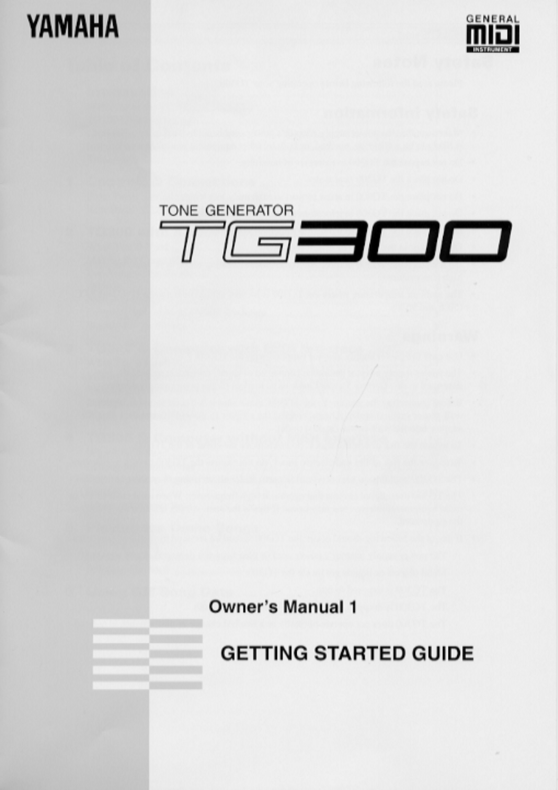 Yamaha TG300E1 User Manual