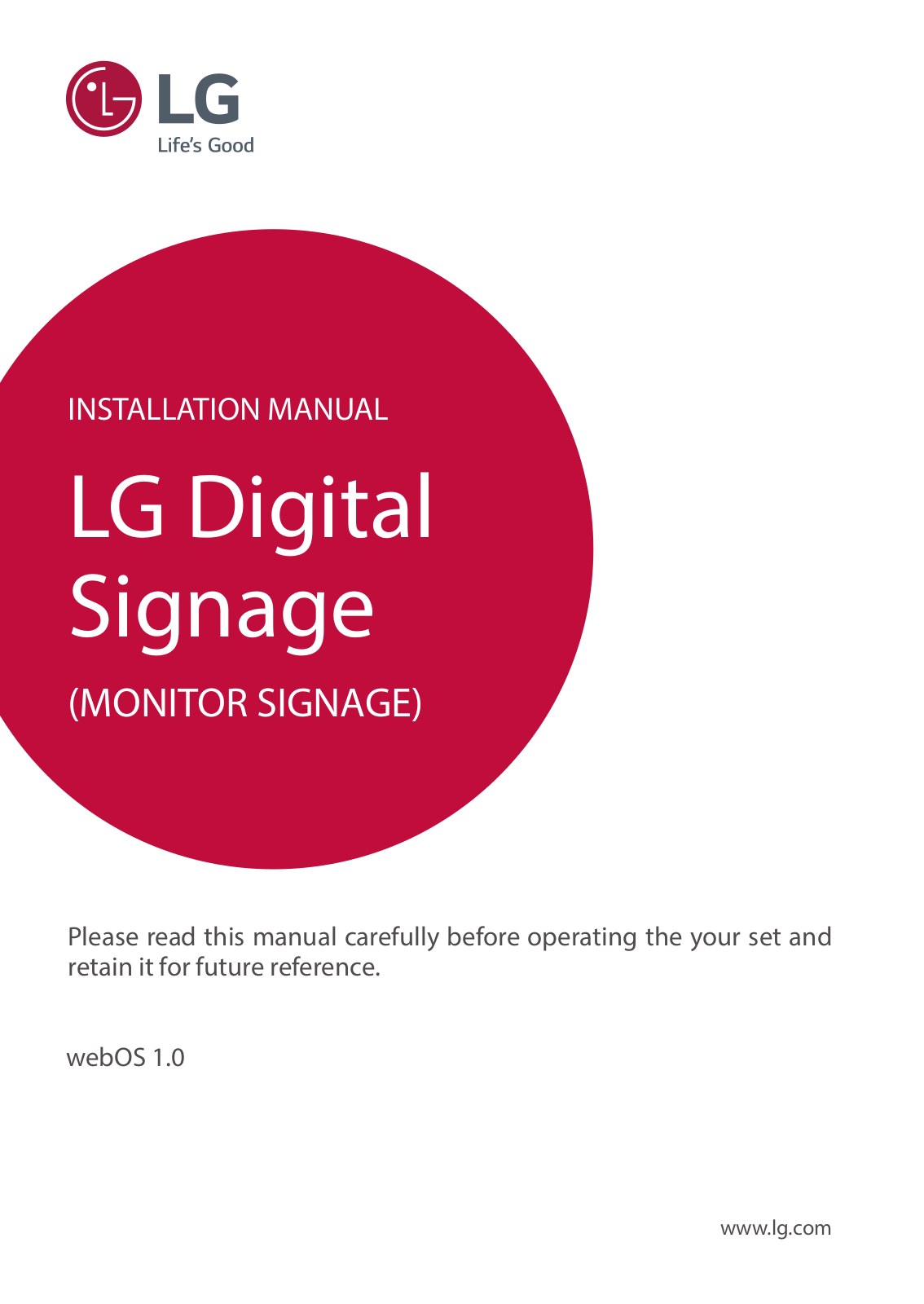 LG 42LS75A-5B, 98LS95A-5B INSTALLATION INSTRUCTIONS