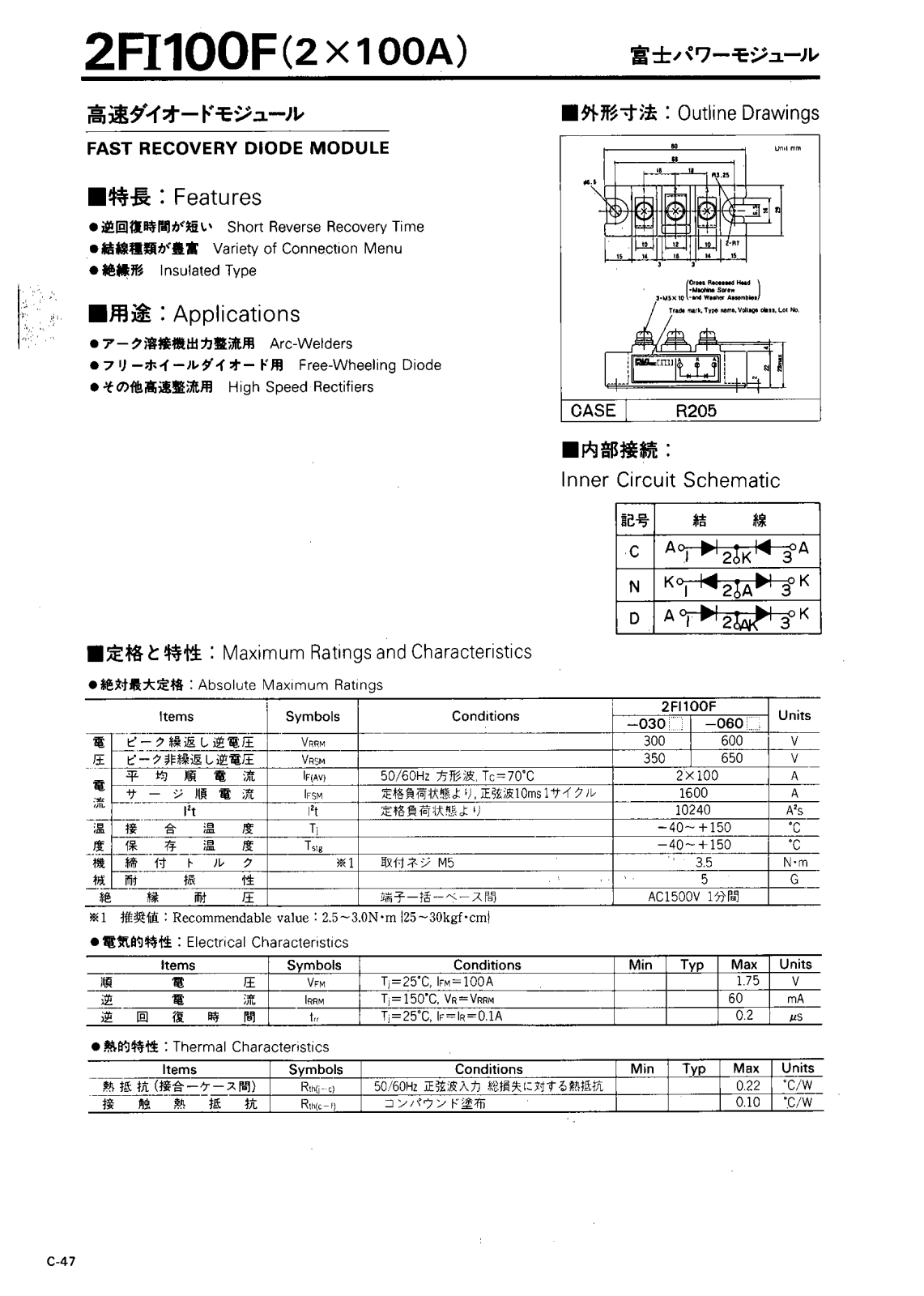 CALLM 2FI100F-060, 2FI100F-030 Datasheet