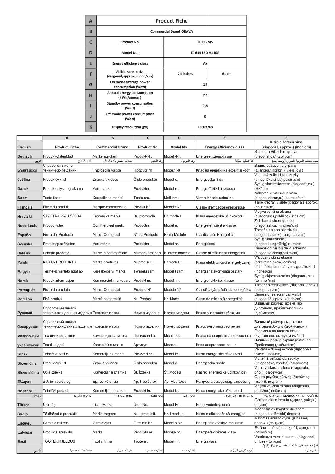 Orava LT-633 User Manual