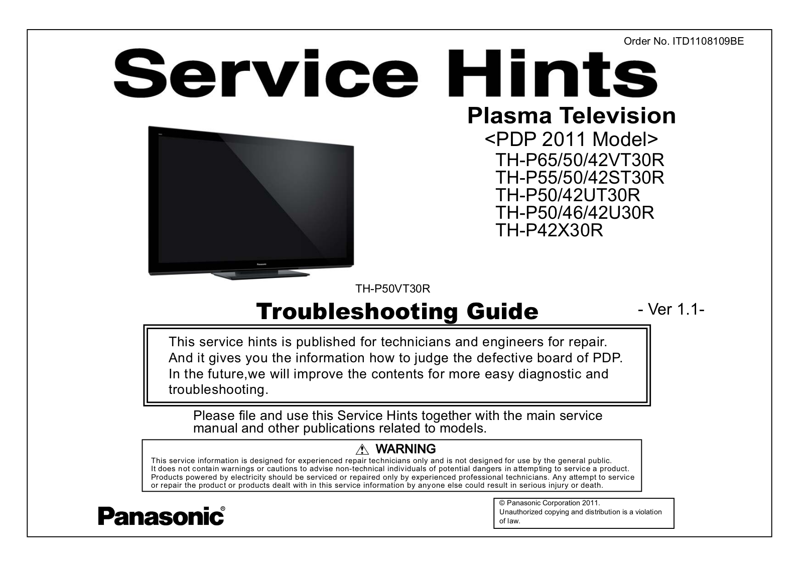 Panasonic th p65vt30r, th p50ut30r, th p55st30r, th p42x30r, th p46u30r schematic