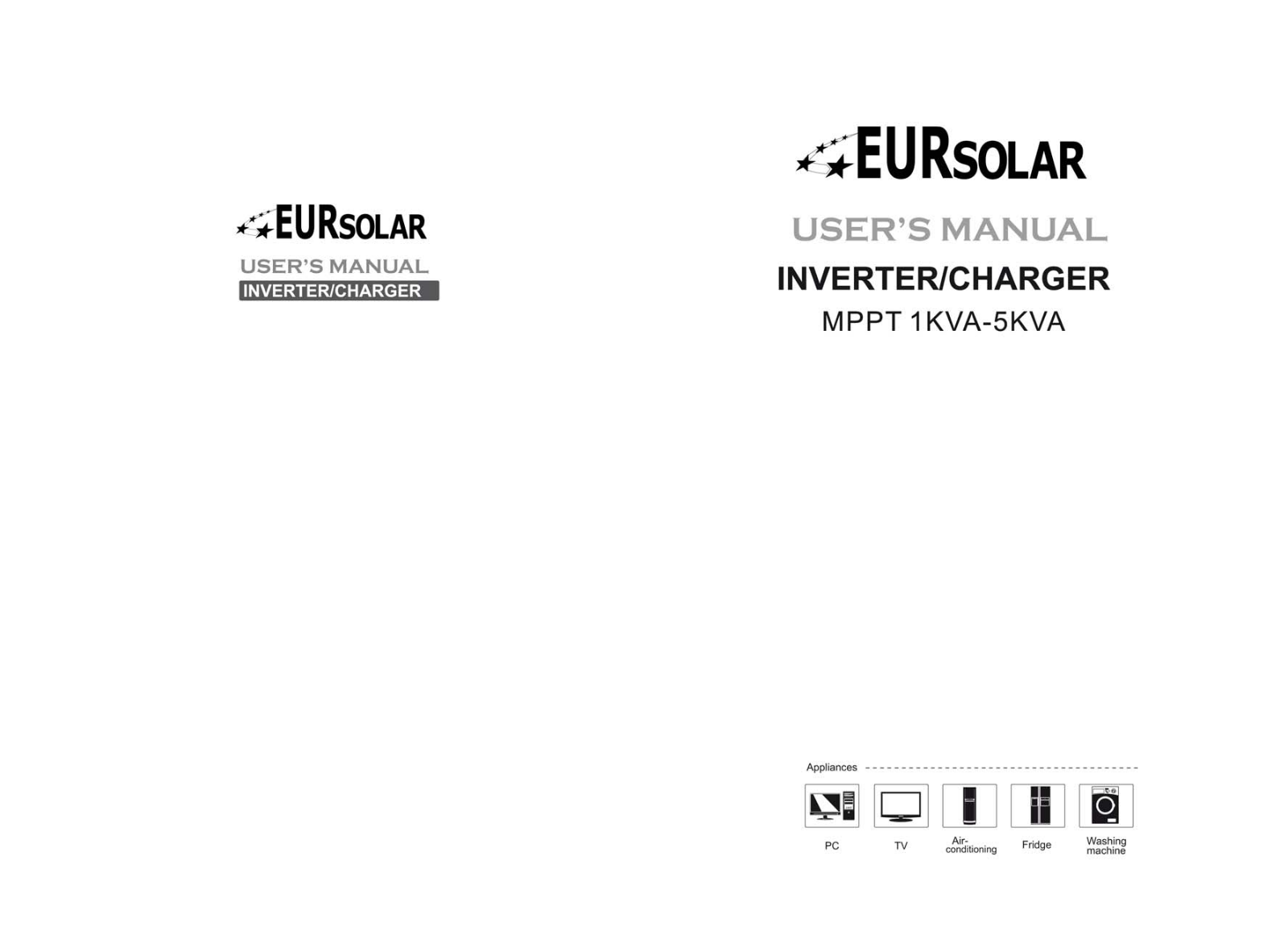 EURsolar MPPT 1KVA 48V, MPPT 2KVA 24V, MPPT 1KVA 24V, MPPT 3KVA 24V, MPPT 2KVA 48V User Manual