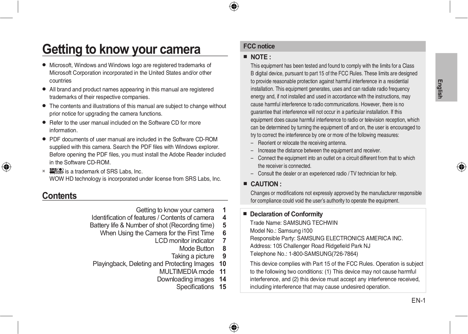 Samsung i100 User Manual