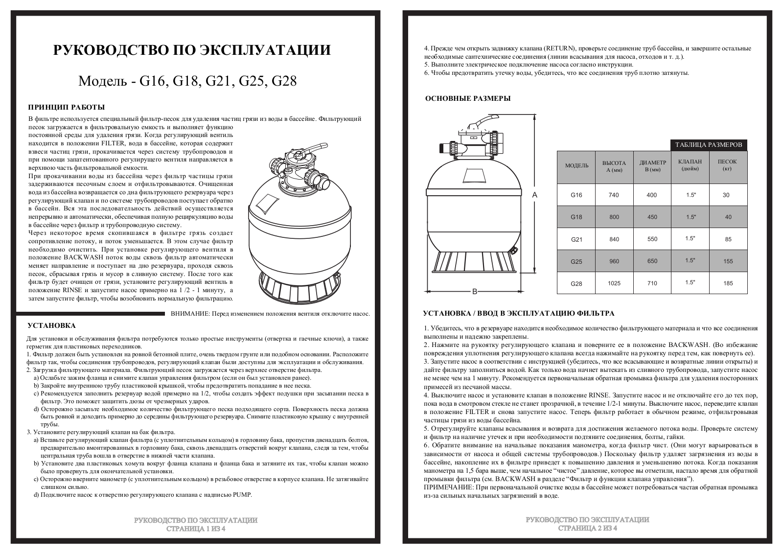 Aquaviva G16, G18, G21, G25, G28 User guide - ManualMachine.com