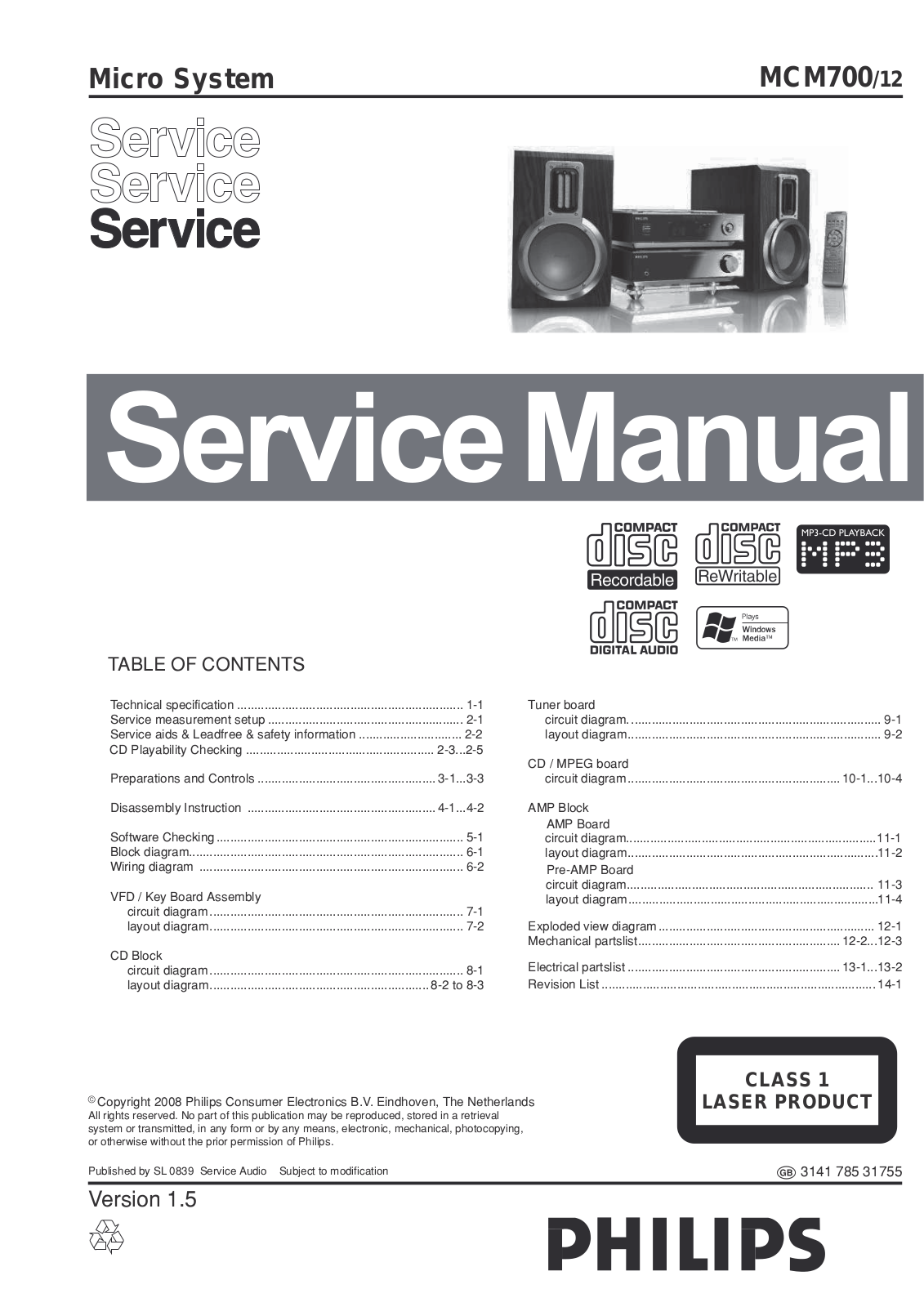 Philips MCM-700 Service Manual