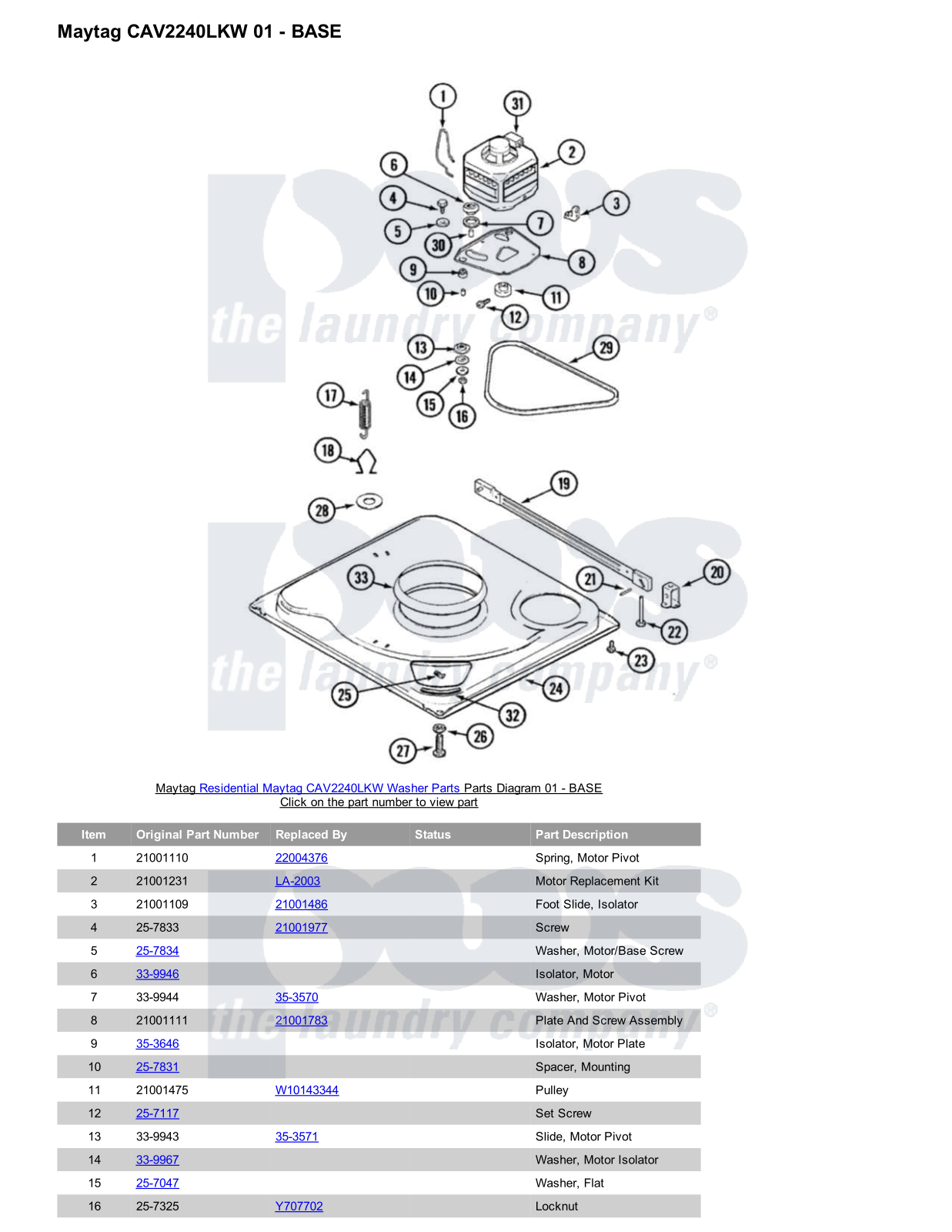 Maytag CAV2240LKW Parts Diagram