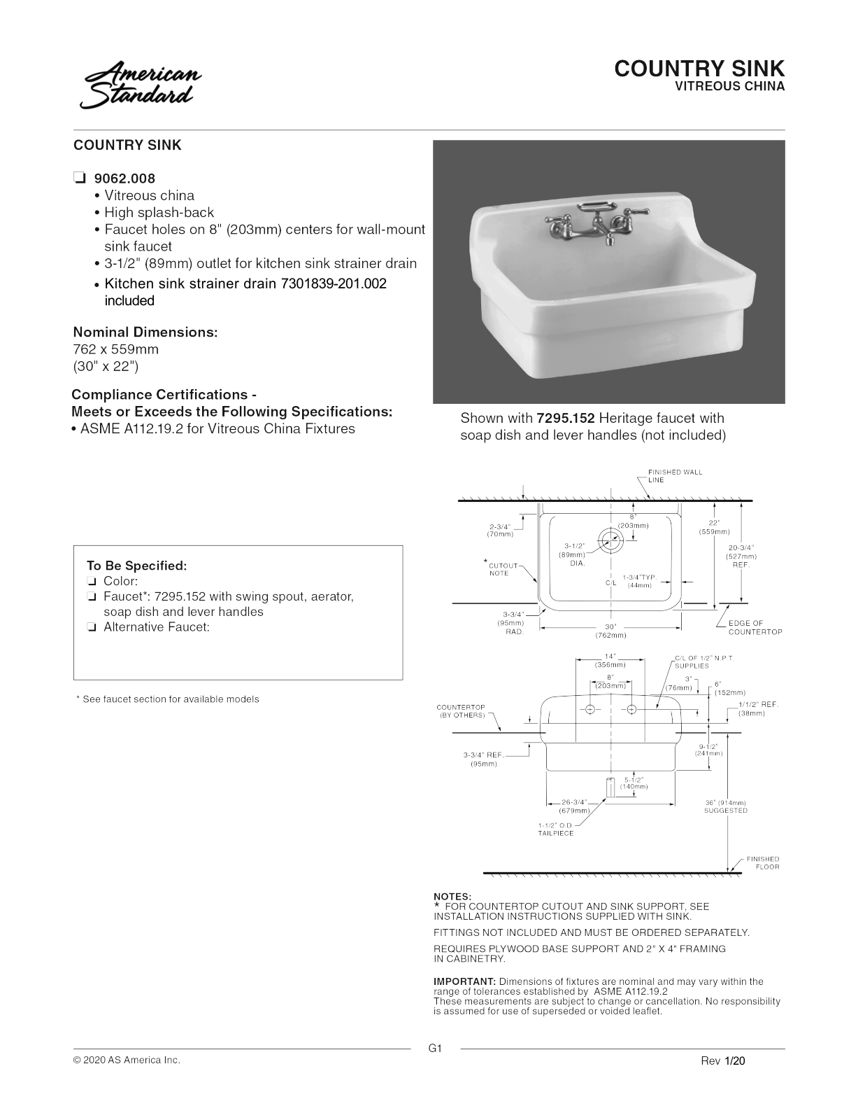 American Standard ASD10205 Specifications - ManualMachine.com