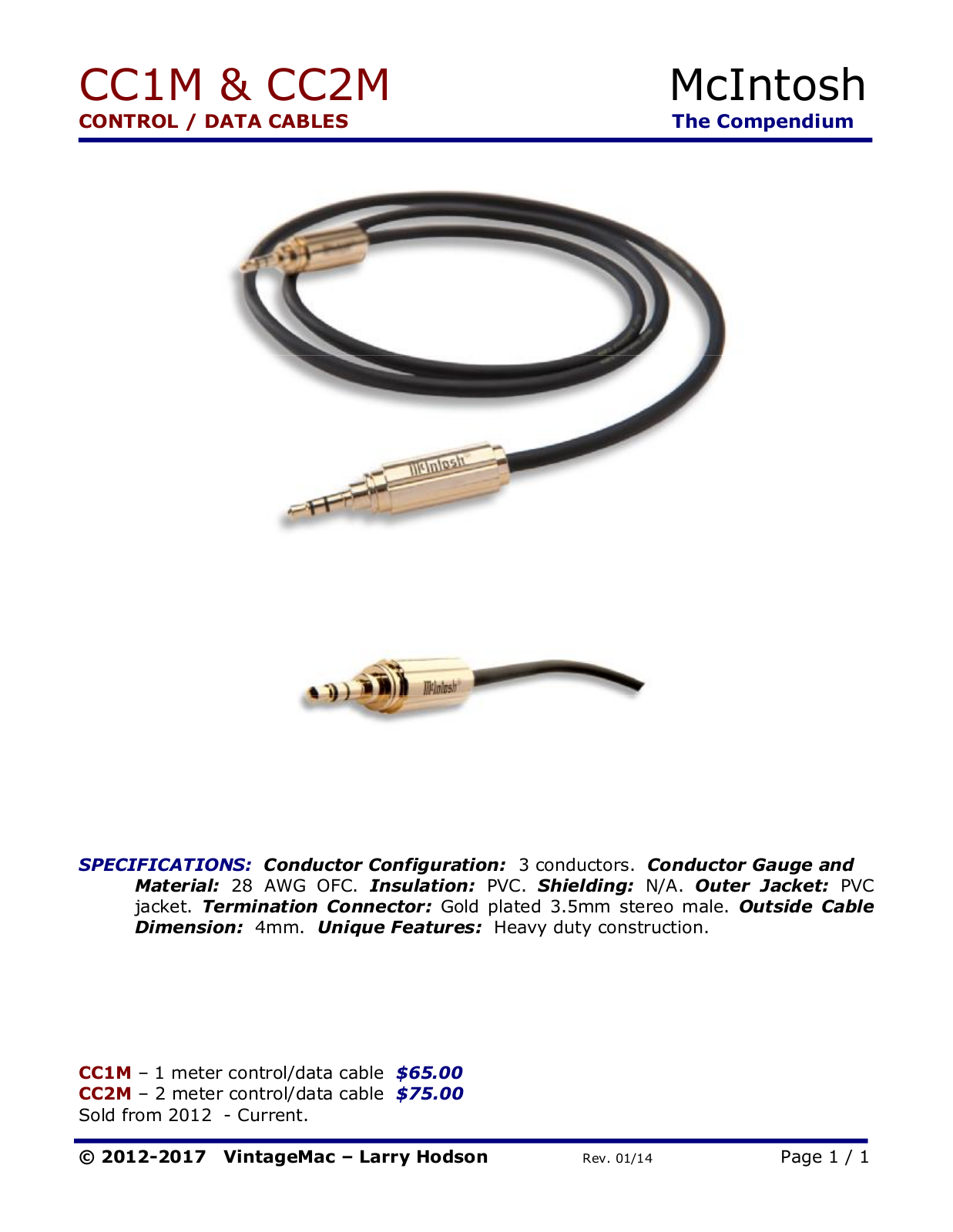 McIntosh CC1M, CC2M User Manual