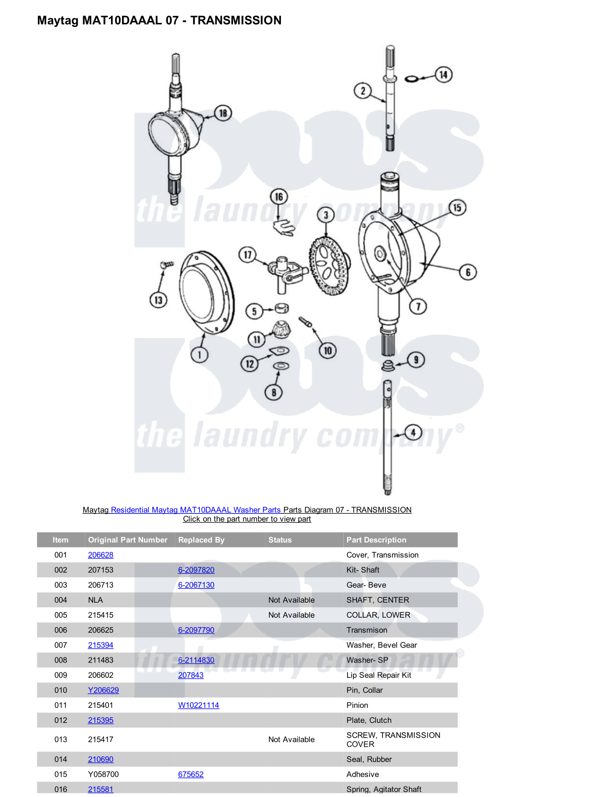 Maytag MAT10DAAAL Parts Diagram