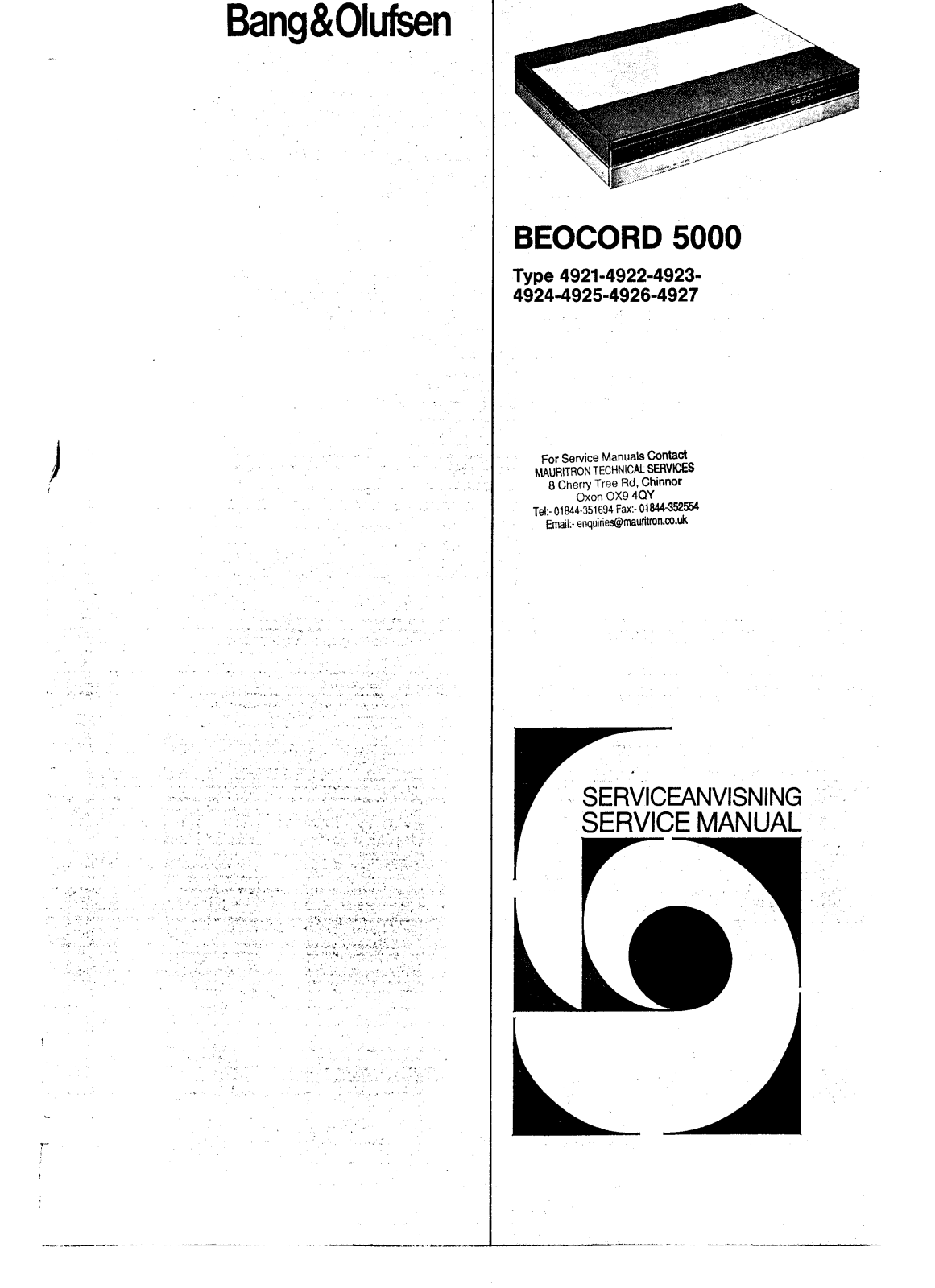 Bang and Olufsen Beocord 5000, Beocord 5000 C Service manual