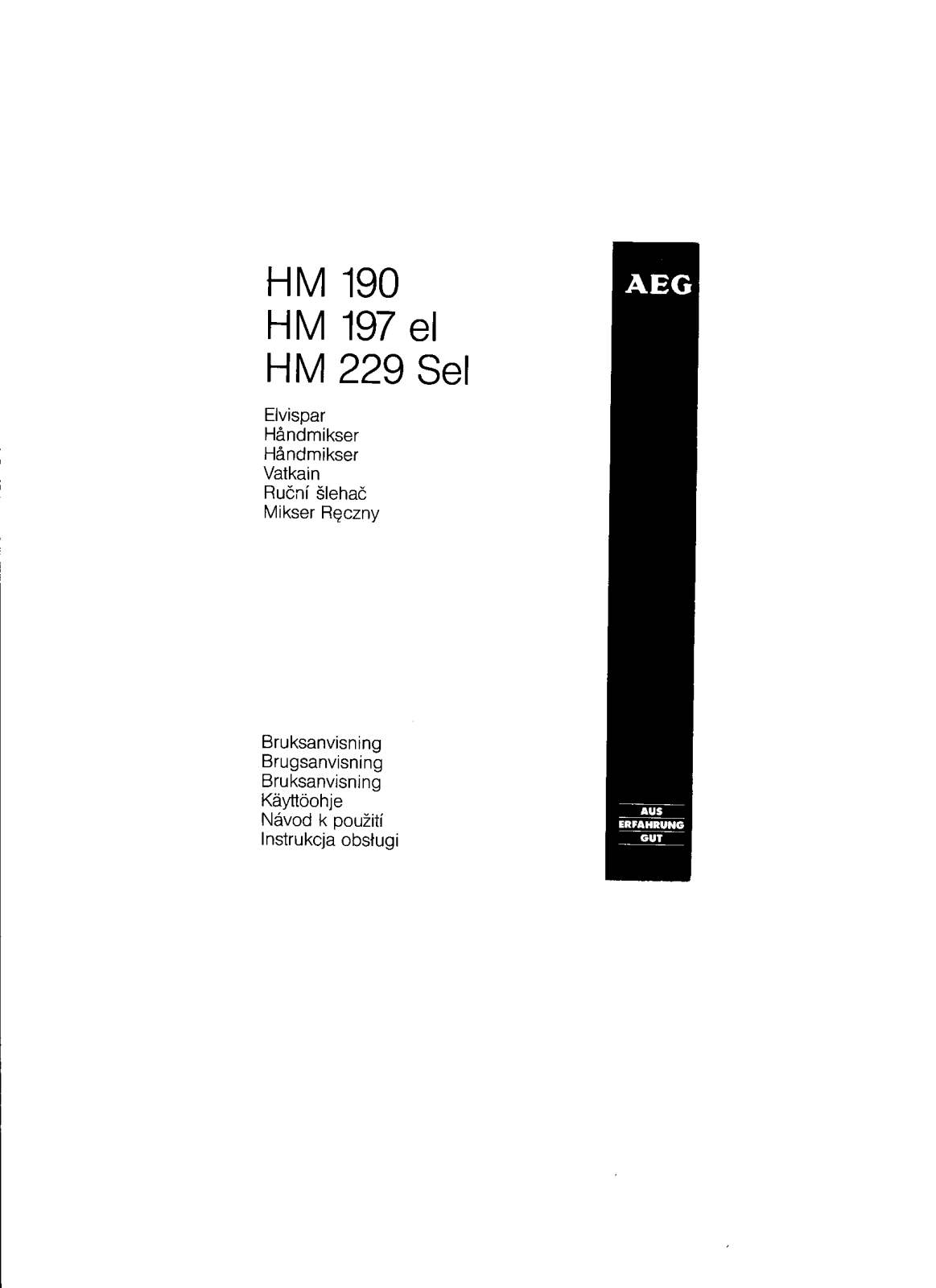 AEG HM195EL, HM190, HM229SEL, HM197SEL User Manual