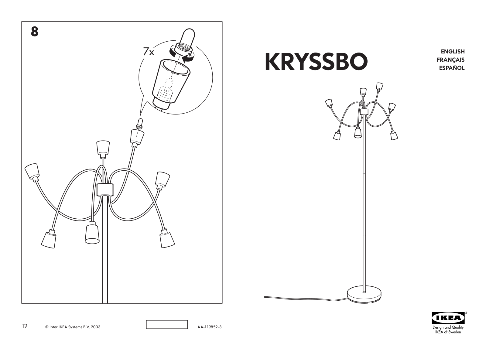 IKEA KRYSSBO FLOOR LAMP User Manual