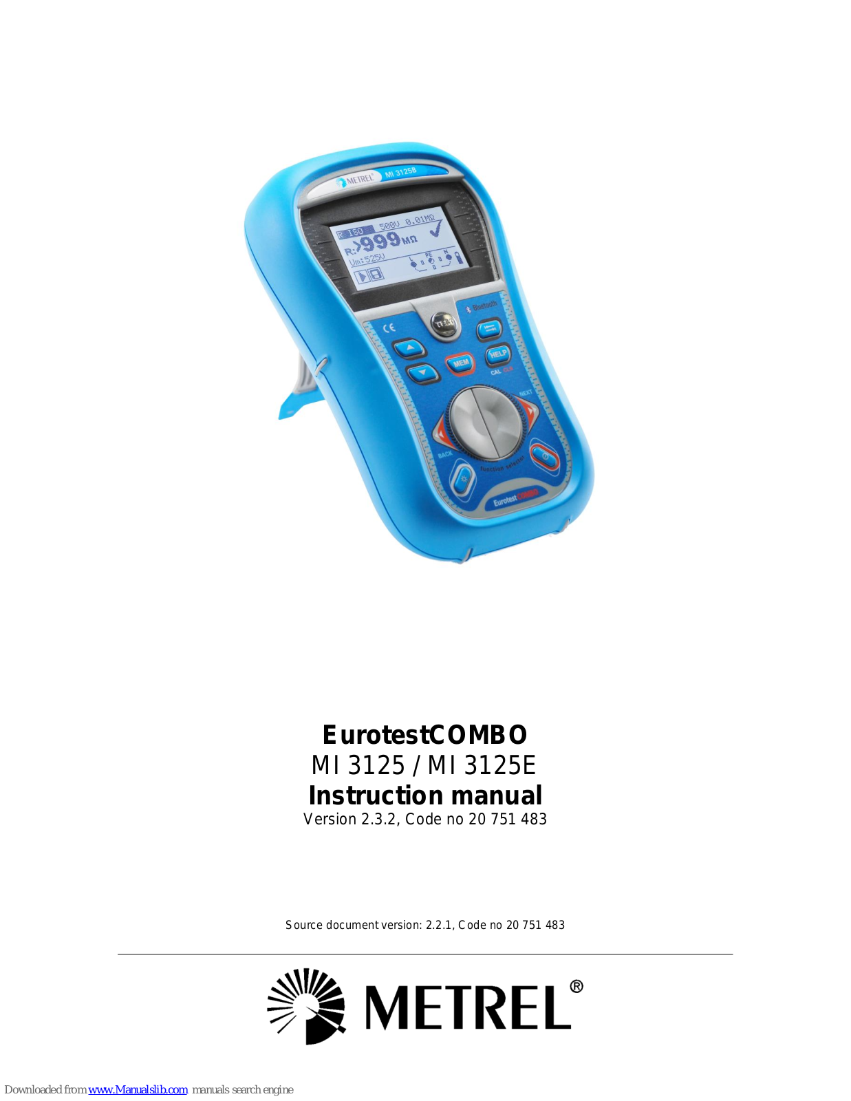 METREL EurotestCOMBO MI 3125, EurotestCOMBO MI 3125E, MI 3125B Instruction Manual