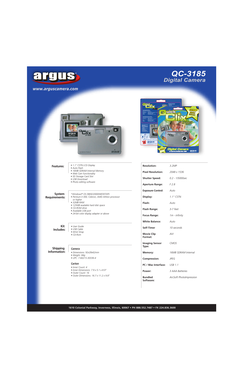 Argus Camera QC-3185 User Manual